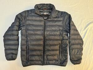 Hawke & Co Sport Mens Medium Packable Down Puffer Jacket Black 90% Duck Down